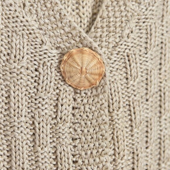 Lisa Nichols Vintage Cream Basket Weave Knit Cardigan Sweater XL - Picture 3 of 8
